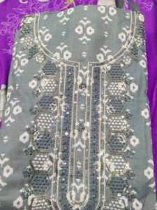 Grey Colour Cotton Dress Material