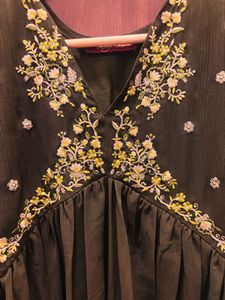 Olive Embroidered Dress