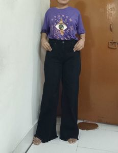 High Waisted Black Wide Leg Jeans