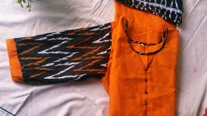 Orange With Black Kurta