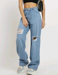 Full Length Light Wash Distressed Jeans