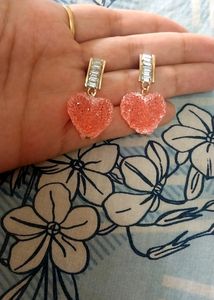 Korean Pink Crystal Drop Earrings