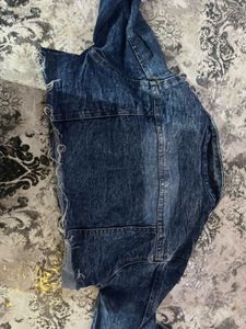 Blue Cropped Denim Jacket