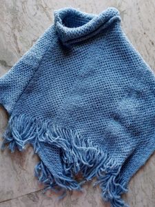 Blue Knitted Poncho
