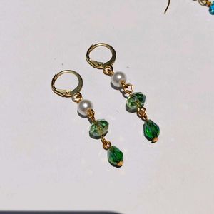 Green Crystal Drop Earrings