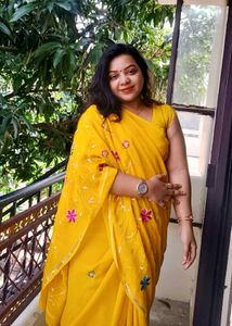 Elegant Yellow Floral Saree