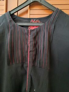 Black and red Embroidery short kurta.
