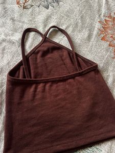 COFFEE BROWN TWO SIDE WEAR TOP