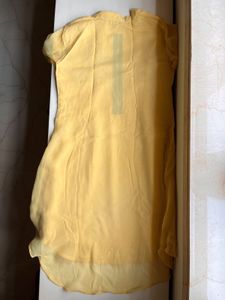 Yellow Embroidered Kurti With Bell Sleeves