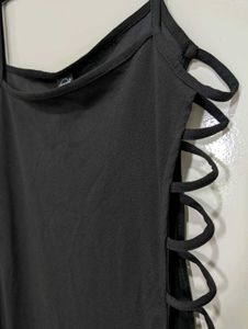 Slinky Black Maxi Dress with side Cutouts