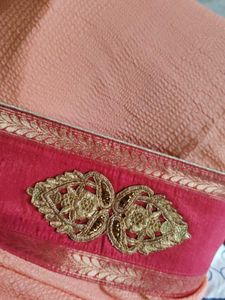 Elegant Peach Silk Sari with Equisite Border