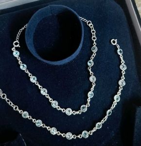 92.5 Silver Blue Topaz Anklets (3 In 1)