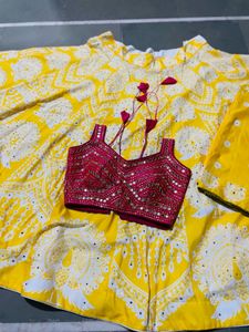Navratri Style Yellow Lehenga Choli Set