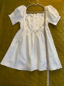 White Puff Sleeve Cute Mini Dress Size Xs