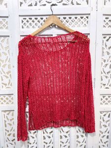 Cherry Breeze Open Knit Top C
