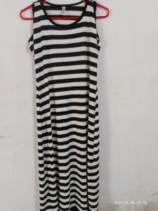 A Line Black And White Dress