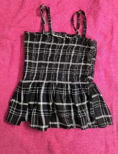 Black White Stylish Peplum Top