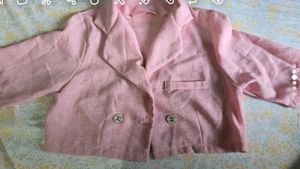 Pink Cropped Blazer Coord Set