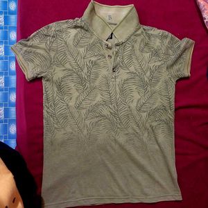 Leaf Print Polo Shirt