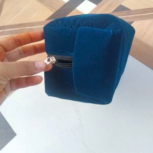 Elegant Blue Velvet Pouch