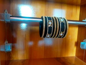 Black Silk Thread Bangles Set