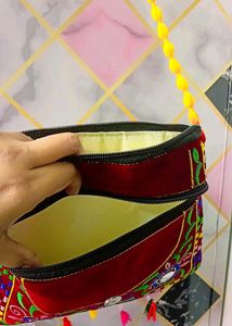 Craft Trade Clutch Bags for Women Jaipuri Rajasthani Handmade Embroidery Mirror Work Stylish Sling Bag