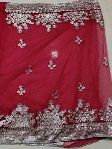 Rose Embroidered Net Saree