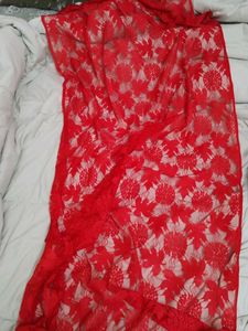 Elegant Red Lace Dupatta