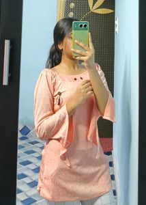 Size S Peach Flared Sleeve Top