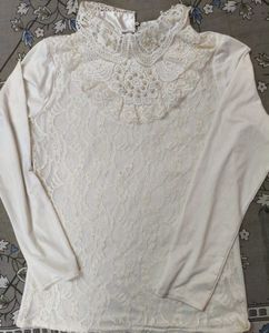 Elegant Pearl & Lace Blouse