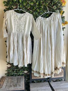OFF WHITE COLORED ANARKALI DRESS WITH FULLY FLAIRE