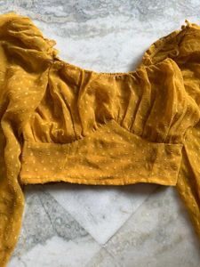 Mustard Sheer Crop Top