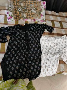 Black And White Kurta Set