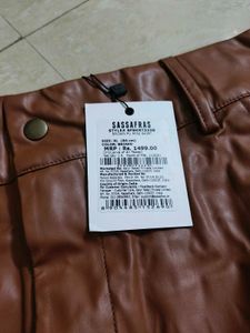 Sassafras Brown Faux Leather Mini Skirt