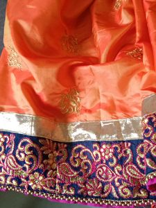 Satin Silk Saree With Woven Border_shimmering