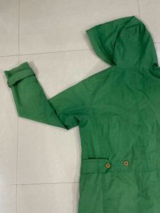 Green Hooded Casual Jacket