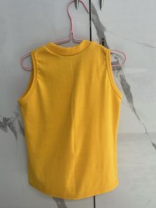 Denim Shorts With Cute Yellow Tank Top
