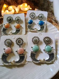 Stone Earrings Of 4 Pairs