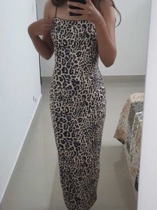 Backless Leopard Print Newme Asia Maxi Dress