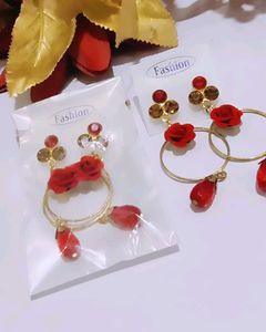 Red Rose Earrings
