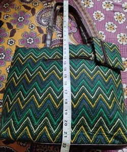 Pre loved Ajrakh Printed Green Tote Bag