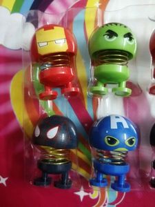 Marvel Mini Car Dashboard Spring Dancing Toys 6 pc
