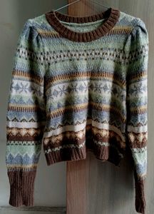 Vintage Patterned Knit Sweater
