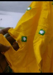 Yellow Mirror Work Kurta