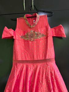 Gorgeous Pink Embroidered Gown with Adjustable Siz
