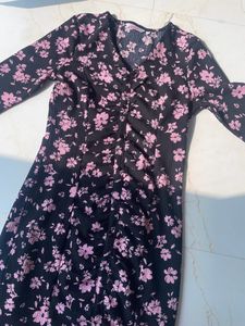 bodycon full sleeves ruched floral dress
