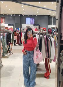 Printed Wide Leg Jeans