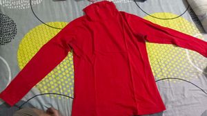 Red Turtleneck Long Sleeve Top