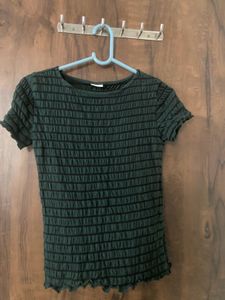 Green Smocked T-Shirt