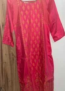 Pink & Gold Printed Kurti